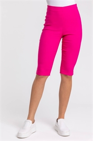 Pink Fluor Knee Length Stretch Shorts