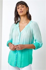 Green Sequin Embellished Ombre Blouse