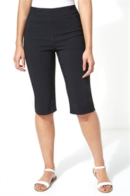 Black Stretch Knee Length Shorts