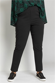 Black Curve Jersey Straight Trousers