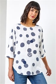 Ivory Abstract Spot Print Top