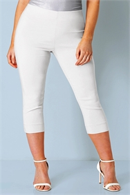 White Curve Cropped Stretch Trouser