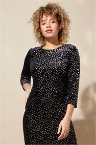 Black Glitter Spot Side Split Maxi Dress