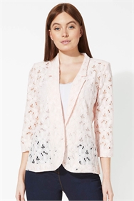 Pink Floral Lace 3/4 Sleeve Jacket