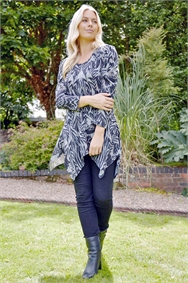 Grey Print Longline Tunic