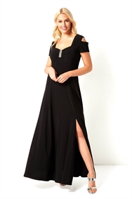 BLACK Diamante Cold Shoulder Maxi Dress