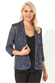 Lace Sequin Embellished Blazer