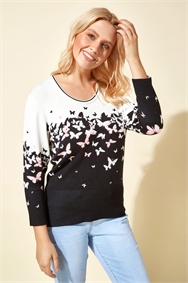 Ivory Butterfly Print Jumper