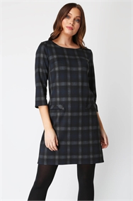 Check Pocket Shift Dress