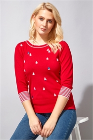 Red Boat Embroidered Jumper
