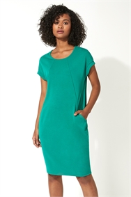 Green Relaxed Fit Crepe Dress