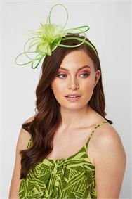 Lime Feather Flower Fascinator 