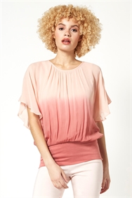 Light Pink Ombre Batwing Overlay Top