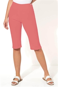Coral Knee Length Stretch Shorts