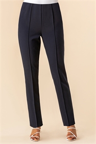 Navy Soft Jersey Stretch Tapered Trouser
