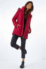 Red Faux Fur Hooded Coat