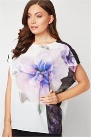 Lilac Floral Contrast Overlay Top 