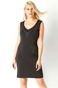 Bead Embellished Shift Dress