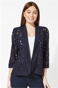 Navy Floral Lace 3/4 Sleeve Jacket