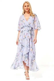 Lilac Chiffon Wrap Maxi Dress 