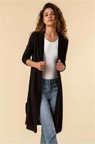 Black Longline Jersey Kimono Jacket