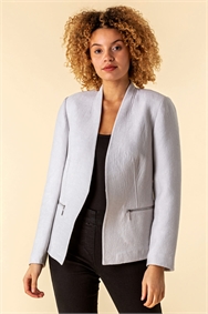 Light Grey Zip Detail Pleated Jacket