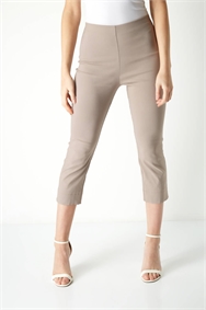 Taupe Cropped Stretch Trouser