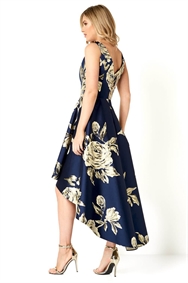 rose gold and navy blue dress