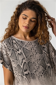 Neutral Snake Print Ombre Top