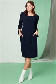 Eyelet Sleeve Pocket Shift Dress