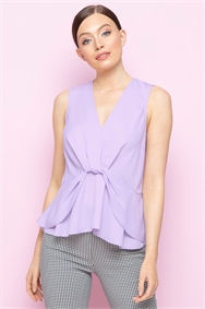 Lilac V-Neck Knot Front Top 