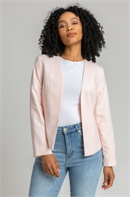 Pink Petite Button Detail Textured Jacket