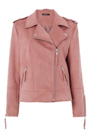 pink suede biker jacket