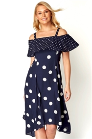 roman cold shoulder dress