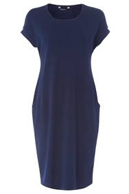 Navy Relaxed Fit Crepe Dress