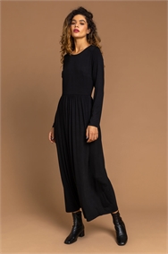 Black Long Sleeve Jersey Maxi Dress