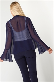 long navy chiffon jacket