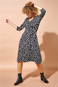 Floral Print Midi Length Tea Dress