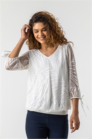 Ivory Overlay Burnout Print Top