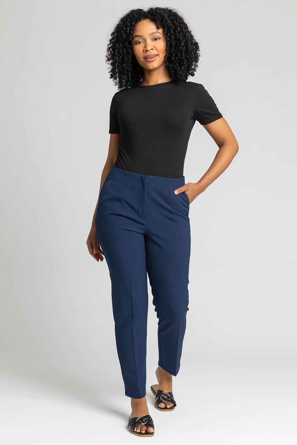 Whistles Lila Tapered Ponte Trousers Navy at John Lewis  Partners