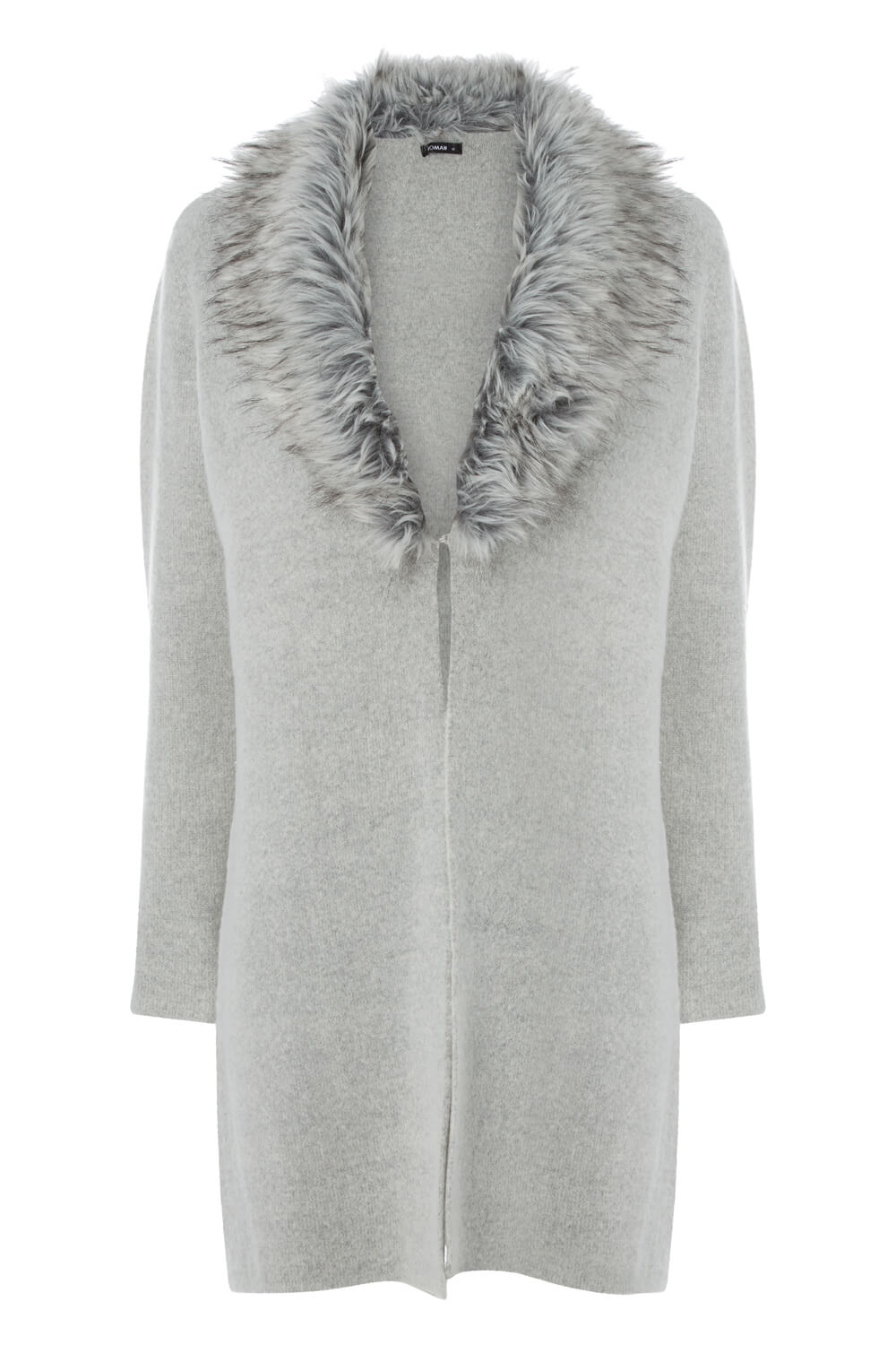 Grey Faux Fur Collar Coatigan, Image 4 of 4