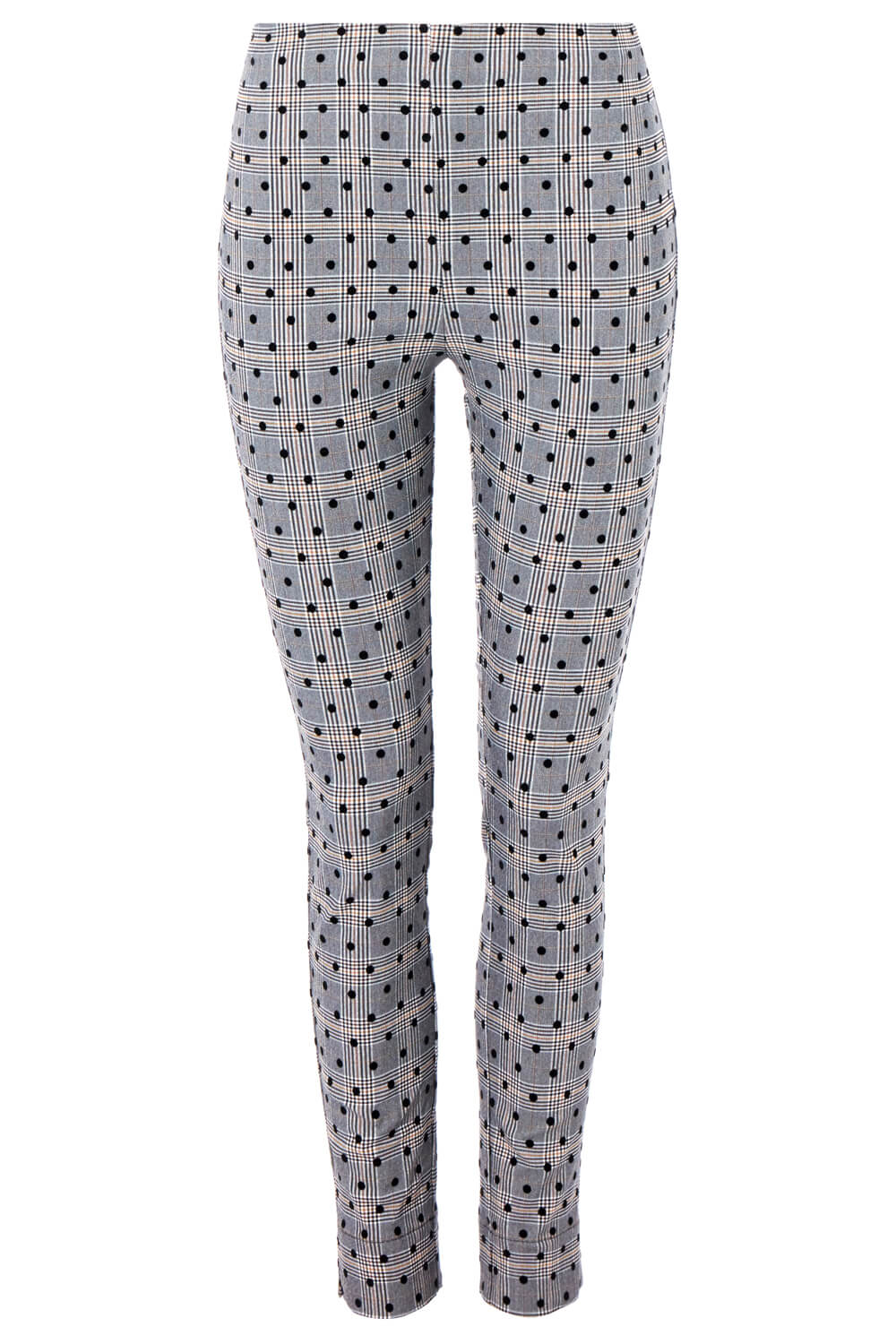 Grey Check Spot Stretch Trousers , Image 5 of 5