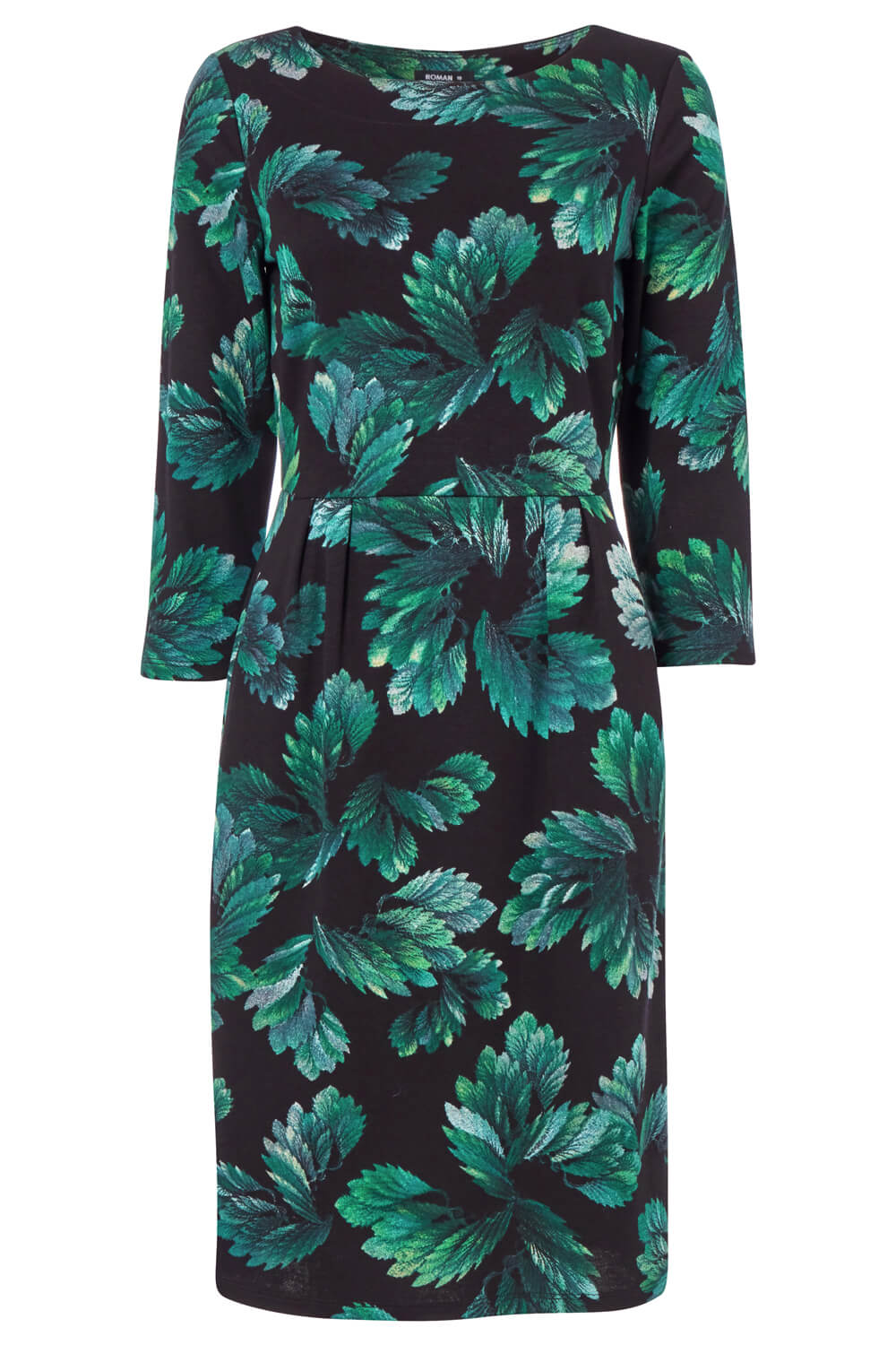 Green Floral Print Ponte Dress, Image 5 of 5