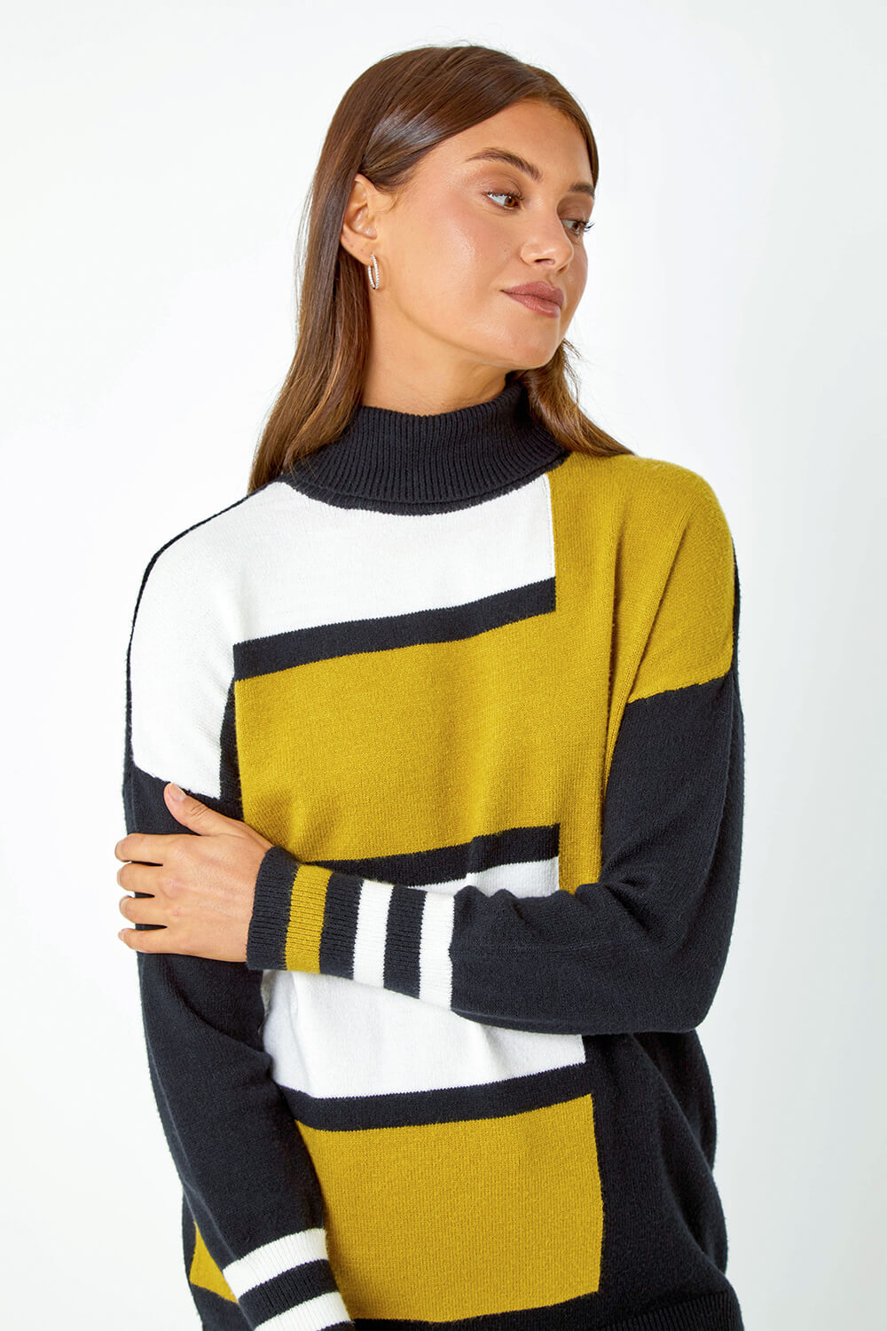 Multi  Colour Block Knitted Jumper, Image 5 of 5