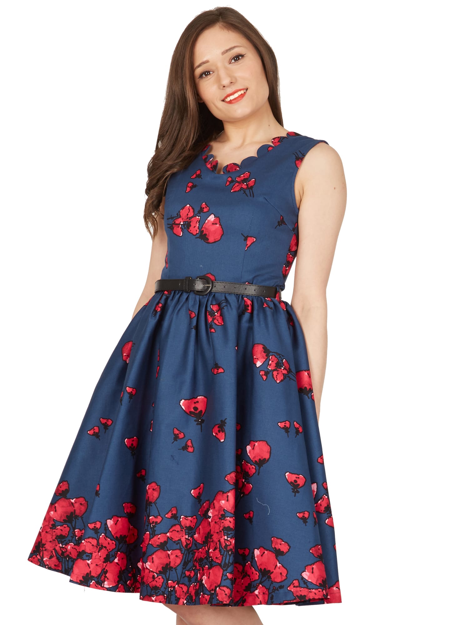 Daria Midnight Poppy Swing Dress