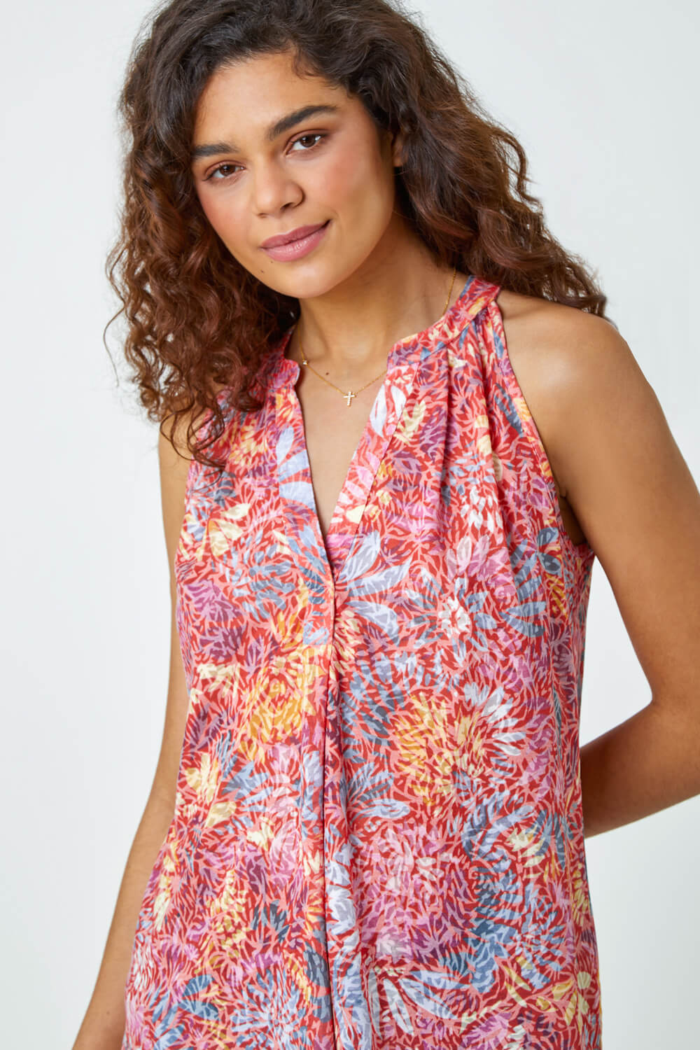 Floral print burn out top