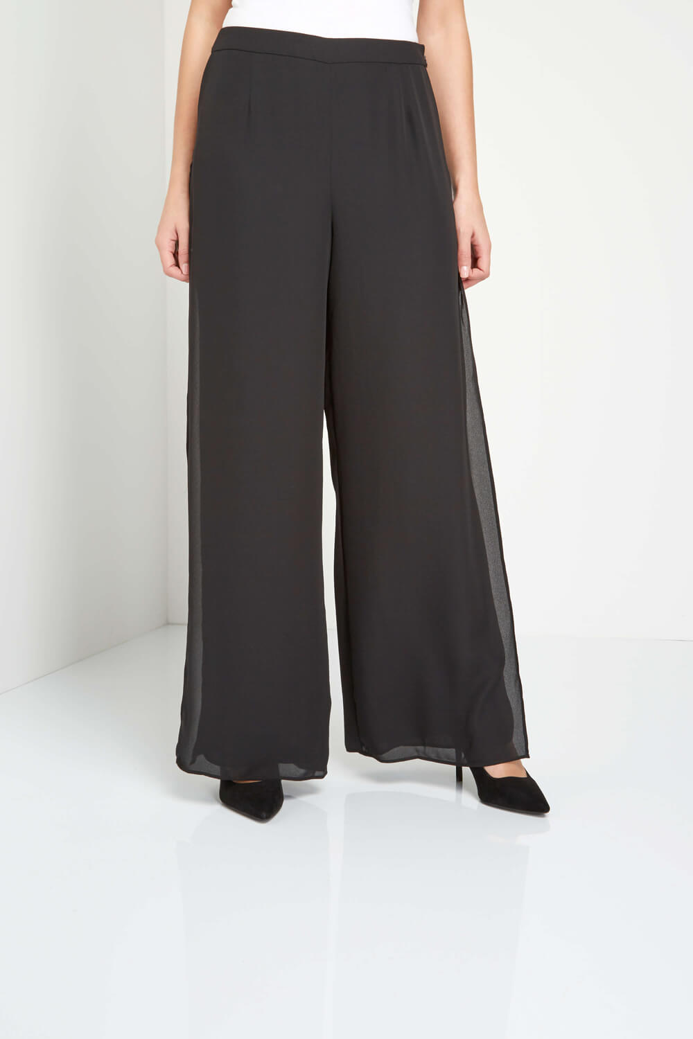 Black Side Split Trousers, Image 3 of 5