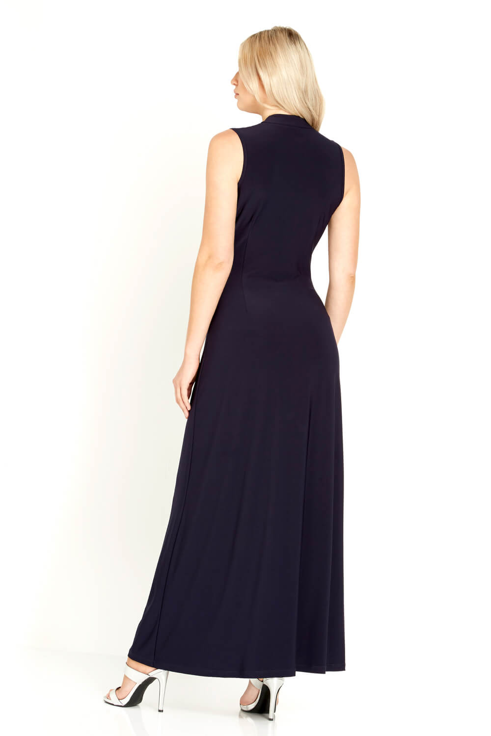 Navy  Waterfall Buckle Maxi Dress, Image 2 of 4