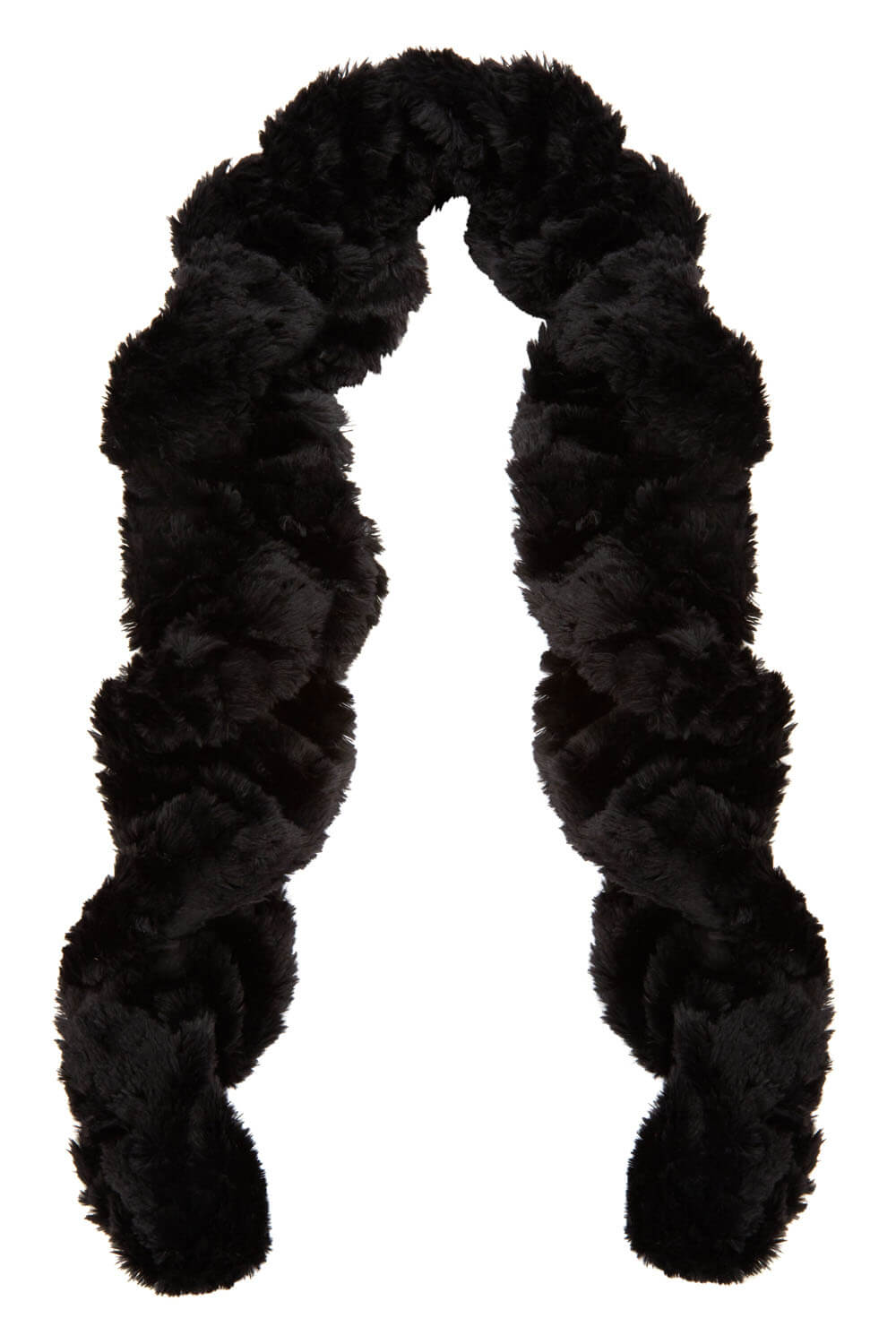 Black Faux Fur Twisted Scarf, Image 4 of 5