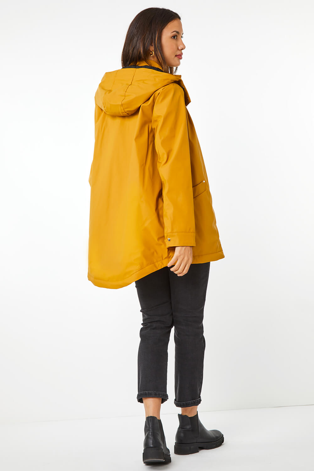 Amber Longline Hooded Raincoat , Image 3 of 6
